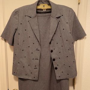 Napa Studio Ladies Suit black/white checkered pattern with stars Size 12